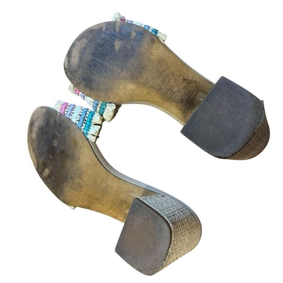 J.Crew Rainbow Raffia Woven mule Block heels Colorful sandals - Picture 11 of 13